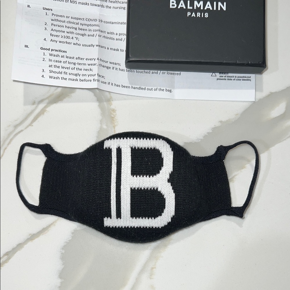 Balmain Monochrome Logo Face Mask